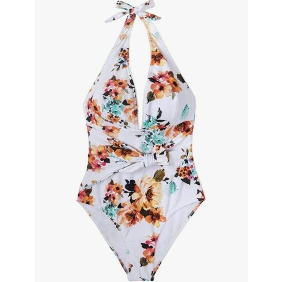 Cupshe Floral Halter One Piece Swimsuit M - Picture 3 of 6